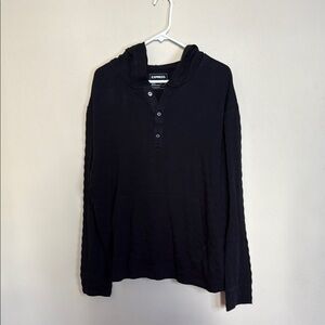 Express Black Hooded Long Sleeve Shirt